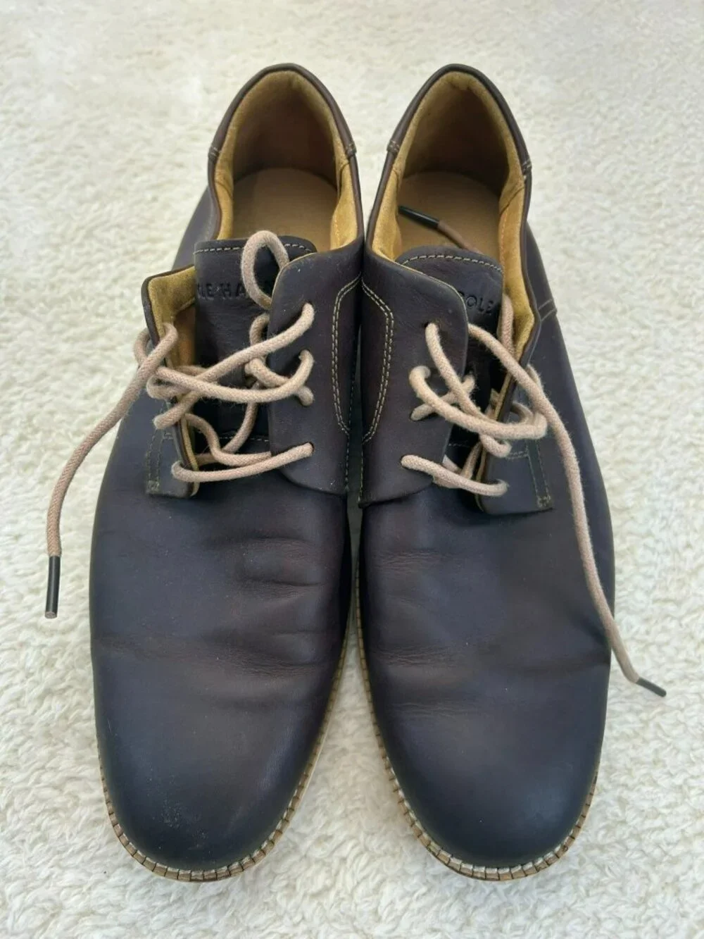 Cole Haan Mens Leather Lace-Up Brown Shoes Size 11M Round Toe Pre-Owned